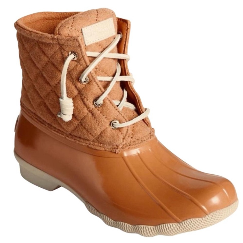 Sperry Cashew Saltwater Quilted Cognac Waterproof Boots